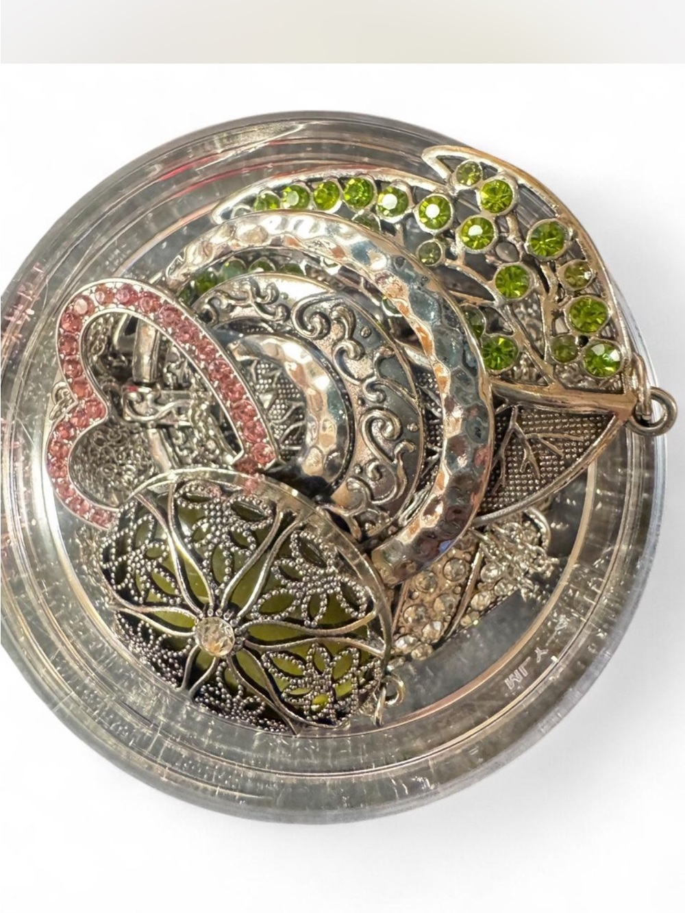 Beautiful Silver Tone Jewelry Jar